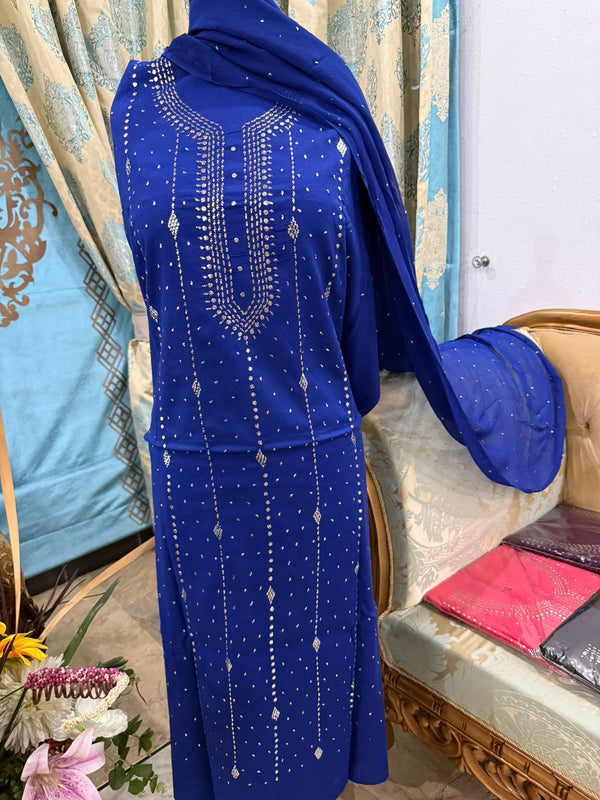 Mukesh Blue Lawn 3 Piece