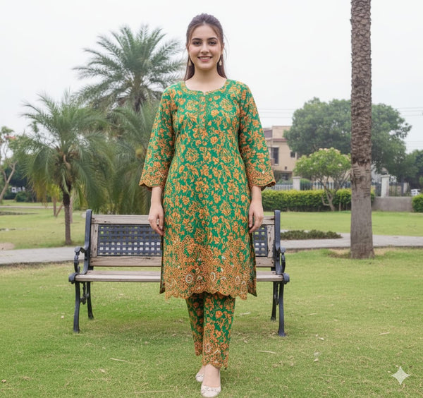 CHIKANKARI Lawn 2 Piece Dress