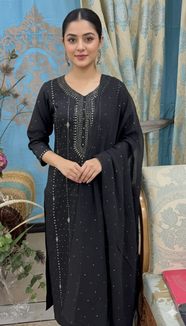 Mukesh Black Lawn 3 Piece